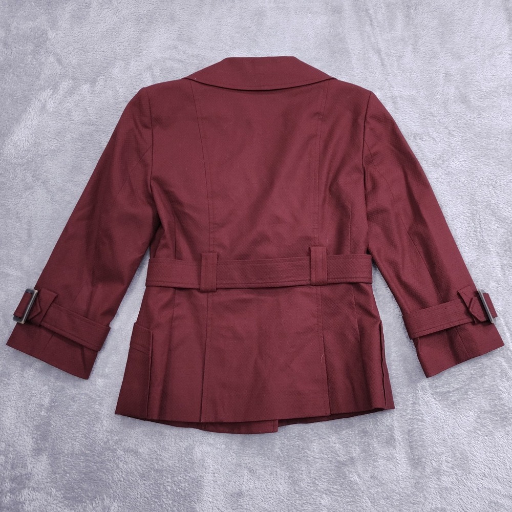 Banana Republic Burgundy Double Breasted Academia School Twee Blazer‎ Shacket 0 - Picture 2 of 11